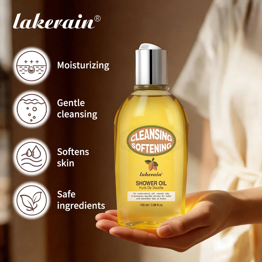 Lakerain Almond Shower Oil Gentle Full-body Cleanse Moisturize Irresistible Subtle Scent Silky Foam Ideal Body Care Shower Oil Peaceful Pleasures Health and Wellness