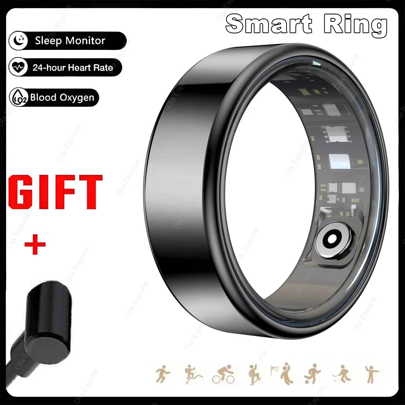 2026 Smart Ring Blood Pressure Heart Rate Sleep Monitoring Smart Ring IP68 & 5ATM Waterproof Multi-sport Mode Smartring Man Wome Peaceful Pleasures Health and Wellness Black 11
