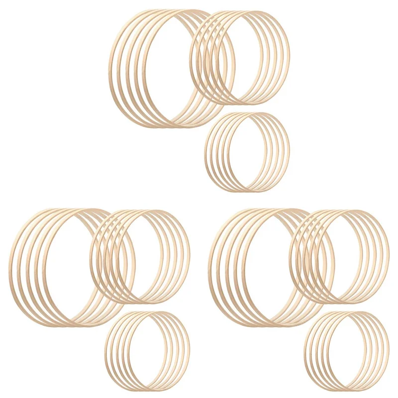 A36T-Bamboo Floral Hoop, 45 Pack 3 Sizes Dream Catcher Bamboo Wood Circle Ring For Wedding Decor Dream Catchers And Crafts Peaceful Pleasures Health and Wellness