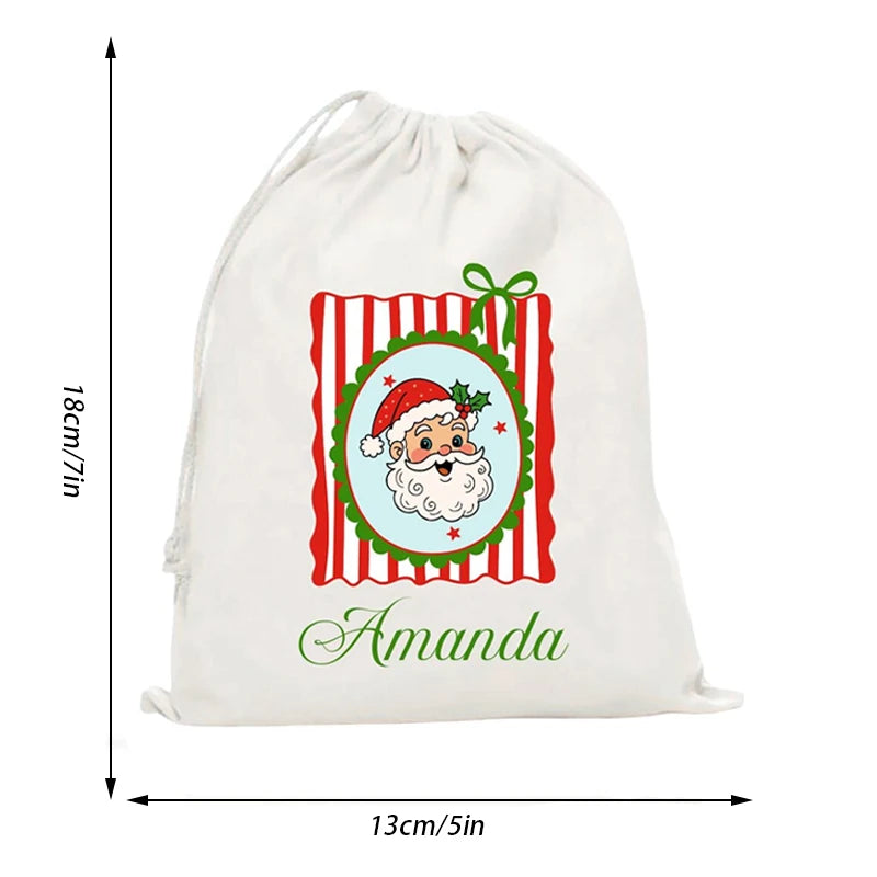 Personalized Kids' Christmas Drawstring Gift Bag | Custom Name Christmas Gift Bag Peaceful Pleasures Health and Wellness