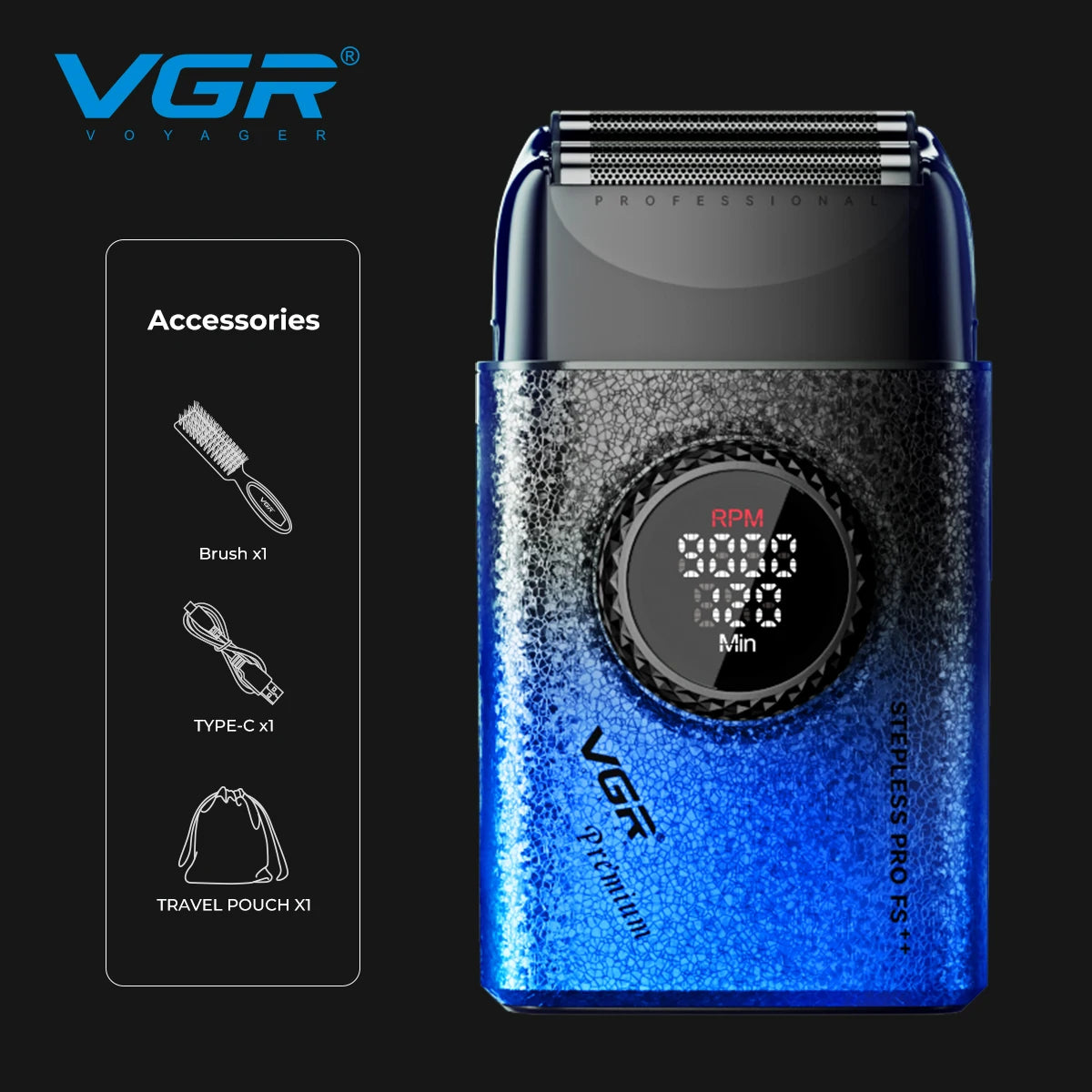 VGR new high-end electric shaver with personalized crack body, multi power control, metal blade head, whitening device V-377 Peaceful Pleasures Health and Wellness