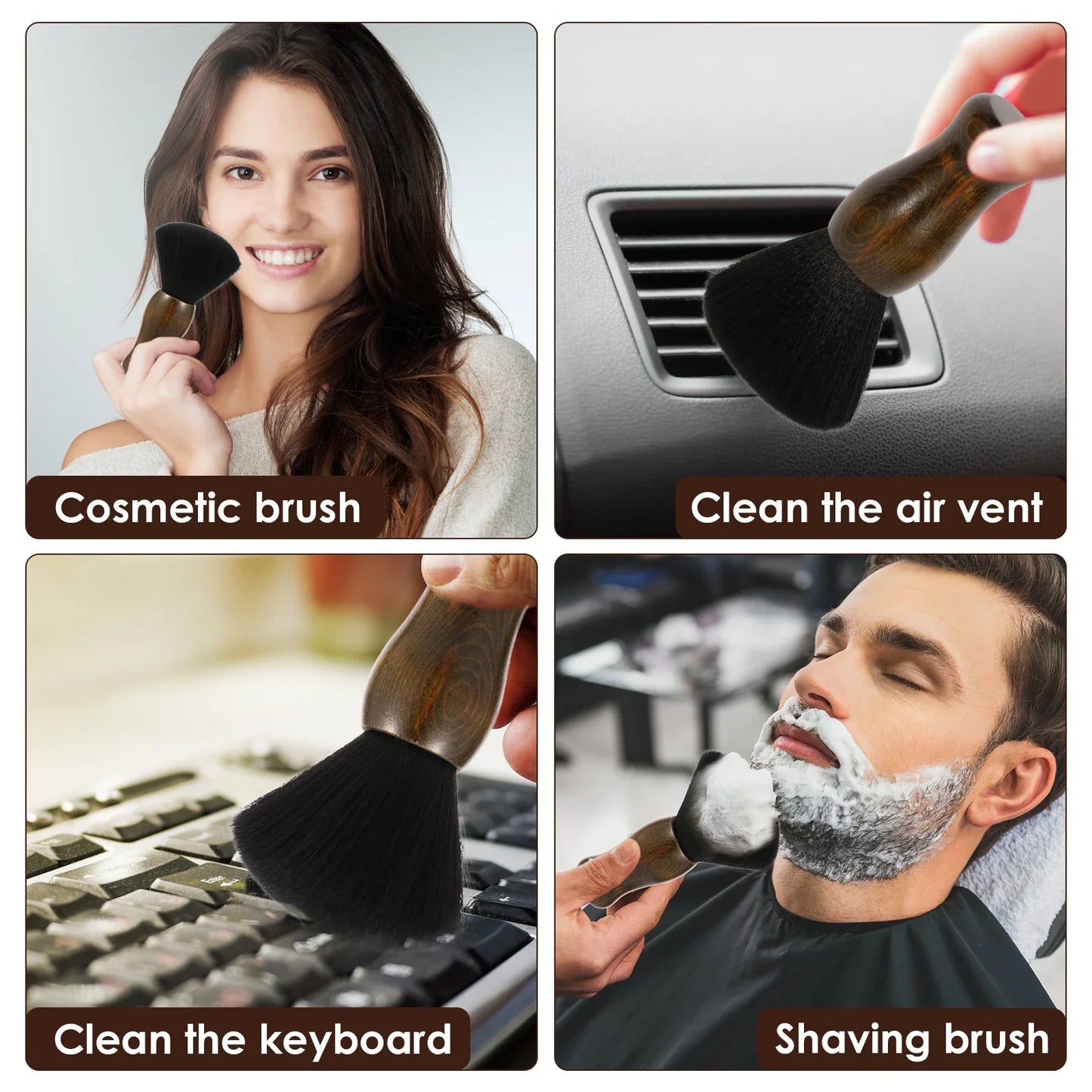 Professional Barber Neck Duster Brush | Wooden Handle Soft Bristles Barber Neck Brush Peaceful Pleasures Health and Wellness