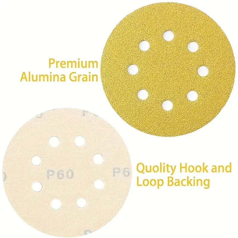 8 Holes Yellow Sandpaper Sanding Discs Grinder Car Woodworking Metal
