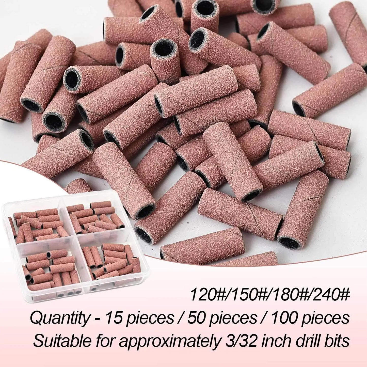 50-Pack Nail Drill Sanding Bands – Gel Polish Buffer & Remover
