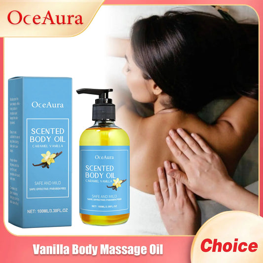 OceAura Vanilla Body Massage Oil – Moisturizing Nourishing Spa Oil Body Massage Oil Peaceful Pleasures Health and Wellness