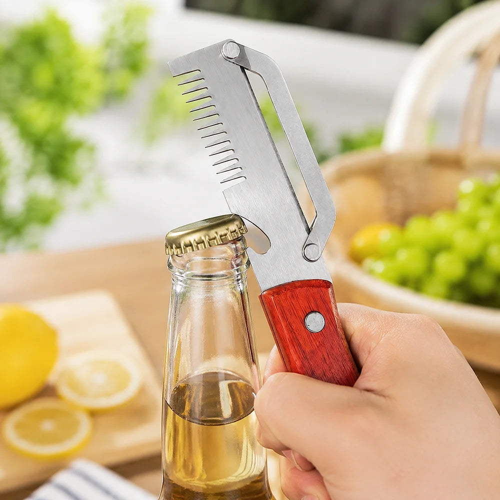3-in-1 Vegetable Peeler Stainless Steel with Wooden Handle