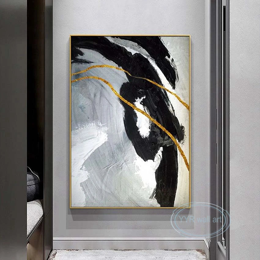 Hot Selling Gold Foil Decorative Mural 100% Handmade Canvas Wall Art Oil Painting Nordic Modern Minimalist Poster for Home Hotel Peaceful Pleasures Health and Wellness