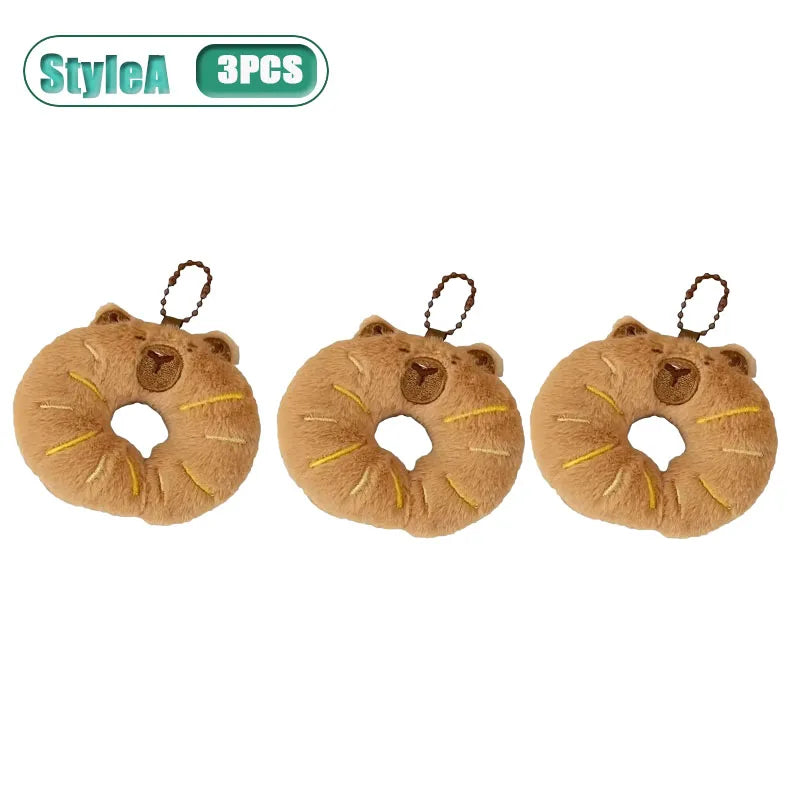 Capybara Plushie Keyring – Cute Anime Bread Topper Fluffy Toy
