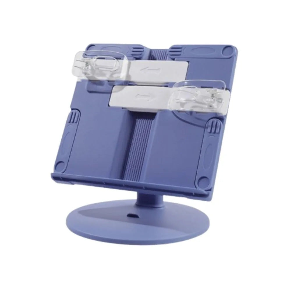 Height Adjustable Lifting Reading Bookshelf with Page Clip Non-Slip Base Tablet Books Holder Multifunctional Folding Peaceful Pleasures Health and Wellness Blue