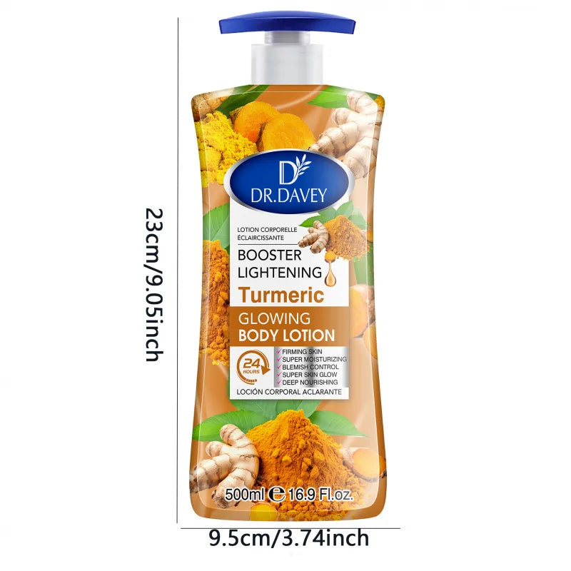 500ML DR.DAVEY Turmeric Glowing Body Lotion Large Capacity Four Seasons Moisturizing Refreshing Non Greasy Fragrant Peaceful Pleasures Health and Wellness