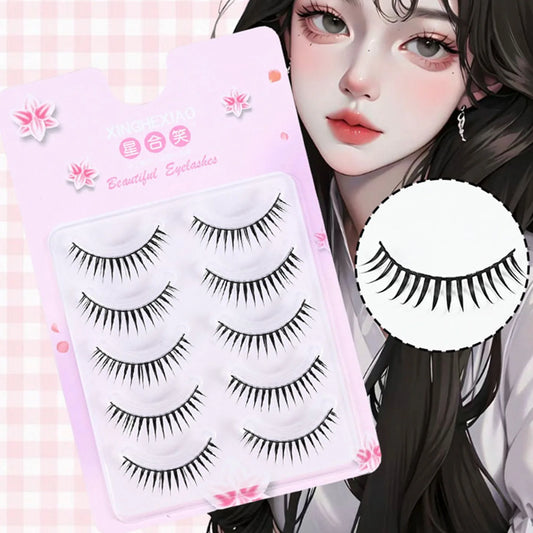 5 Pairs Wispy False Eyelashes – Fluffy Manga Cat Eye Lashes False Eyelashes Peaceful Pleasures Health and Wellness