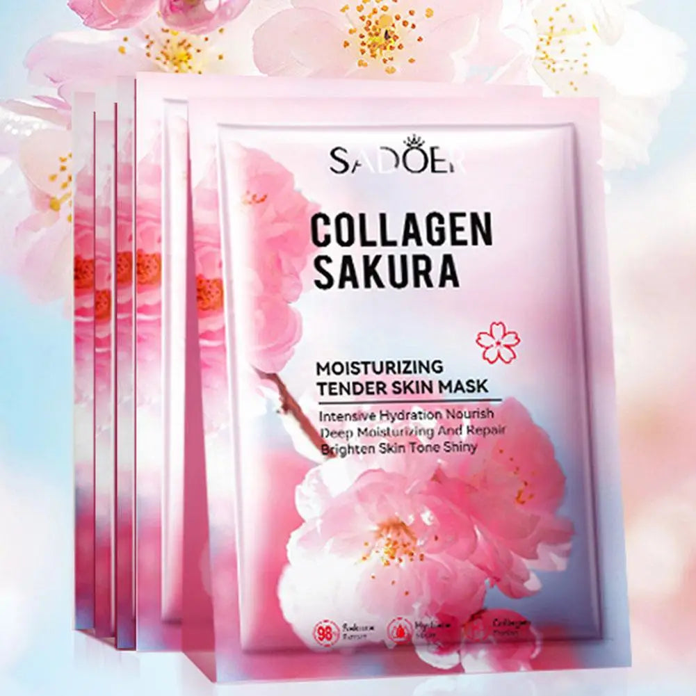 5pcs Sakura Collagen Face Mask - Moisturizing & Firming Peaceful Pleasures Health and Wellness 5pcs