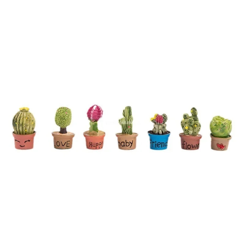Cartoon Miniature Cactus Potted Handmade Realistic Mini Potted Plant Resin DIY Cactus Figurines Desktop Decorative Fairy Garden Peaceful Pleasures Health and Wellness
