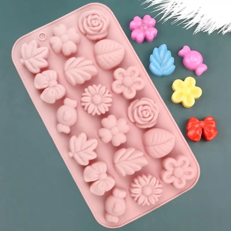 18-Hole 3D Silicone Baking Mold – Flower, Leaf & Candy Shapes Silicone Baking Mold Peaceful Pleasures Health and Wellness