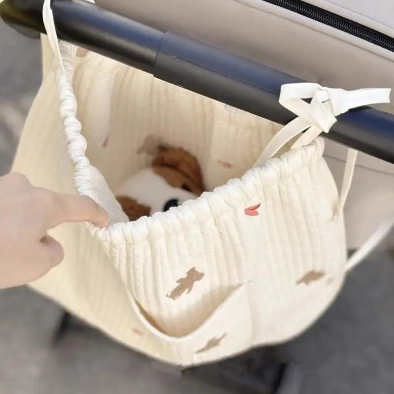 Large Stroller Organizer Bag | Embroidered Bear Diaper Hanging Bag