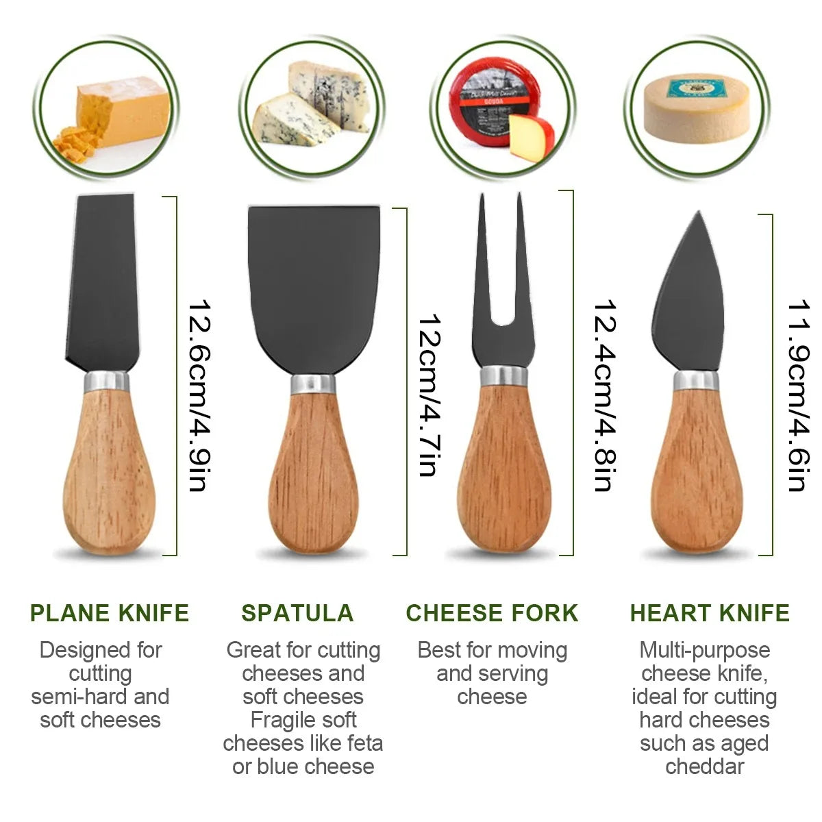 Cheese Knives Set for Charcuterie Boards and Cutlery, Stainless Steel Cheese Knife Set Collection, Kitchen Gadgets Peaceful Pleasures Health and Wellness