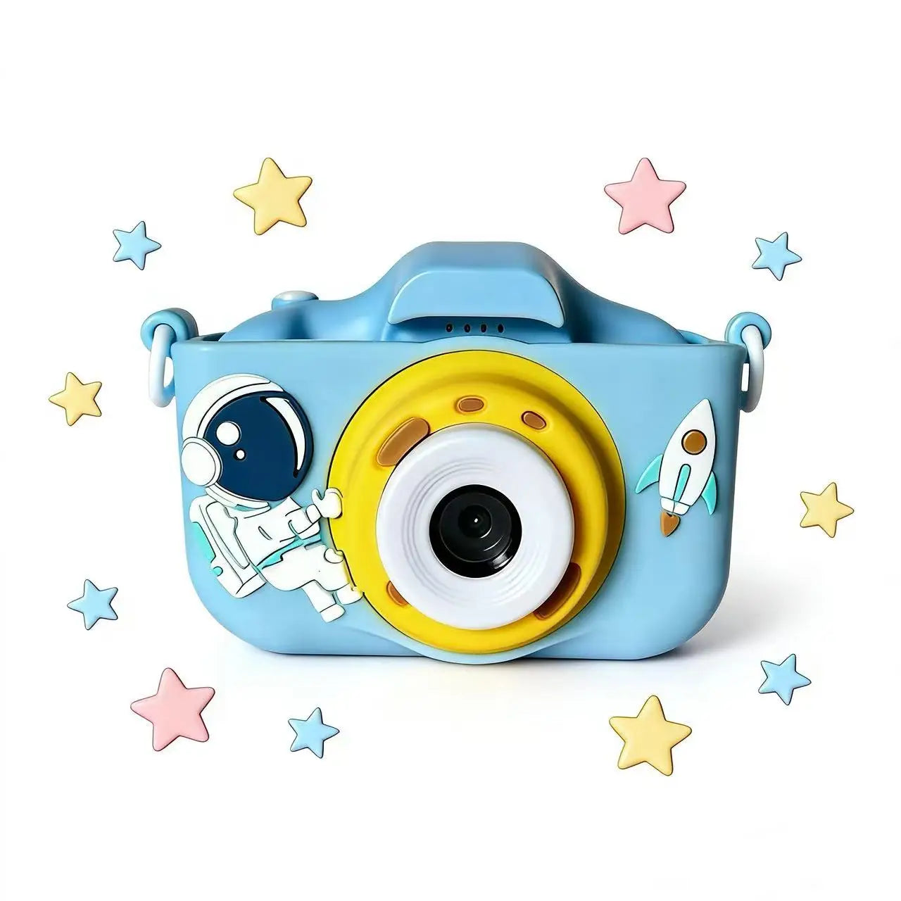 Astronaut Kids Digital Camera HD Dual Lens One-Click Photo Silicone Cover Children's Camera Toy Festival Birthday Gift for Kids Peaceful Pleasures Health and Wellness Blue Astronaut