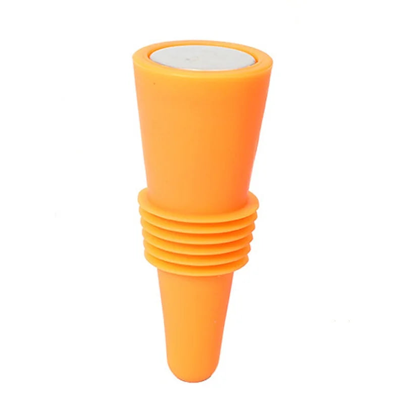 1PC Wine Stoppers Beverage Bottle Sealer Soft Silicone Wine Bottle Stoppers Corks with Grip Top for Keeping Wine Champagne Fresh Peaceful Pleasures Health and Wellness Orange