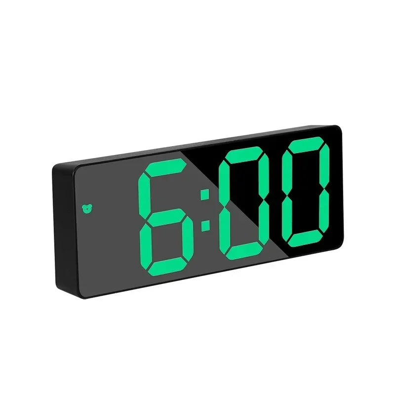 LED Digital Alarm Clock – Mirror Desk Clock for Bedroom & Office