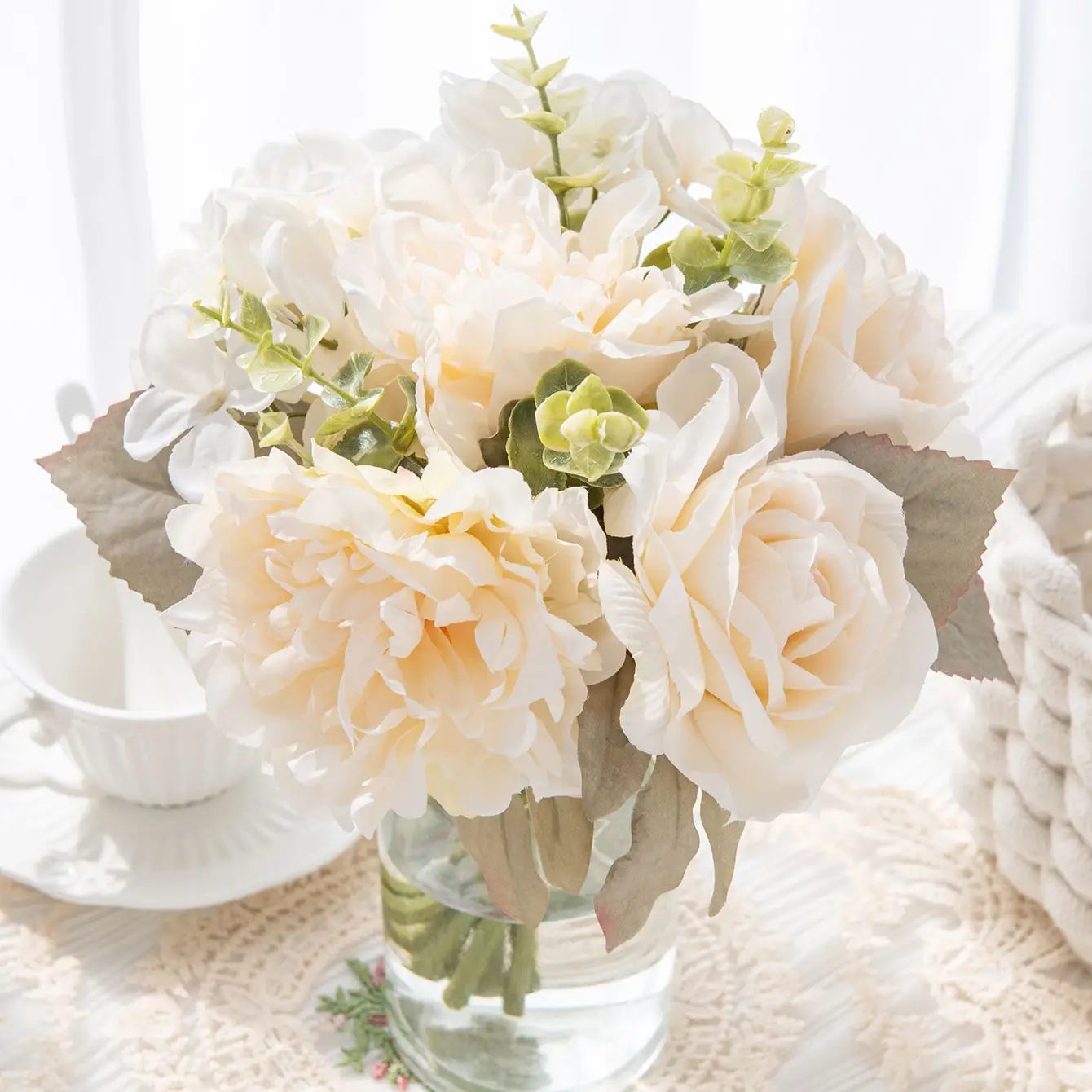 Artificial Silk Rose Peony Bouquet | Wedding & Home Decor