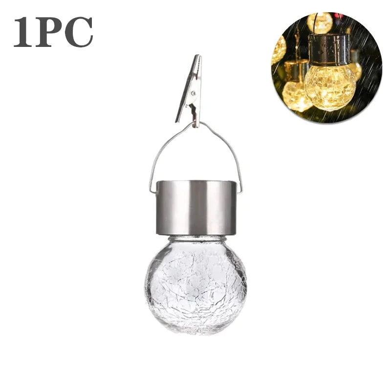 Solar Hanging Garden Lights – Colorful LED Cracked Glass Ball