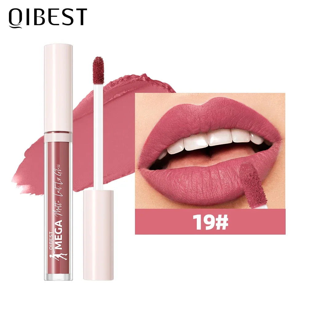 QIBEST 24 Colors Nude Matte Lip Gloss Waterproof Long-lasting Liquid Lipstick Purple Lip Stain Tint Makeup Lip Glaze Cosmetics Peaceful Pleasures Health and Wellness 19