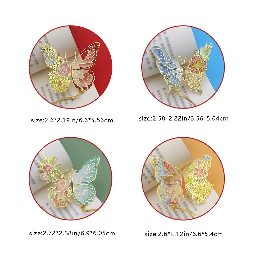 Chinese Butterfly Metal Bookmark Hollowed Out Antique Teacher's Day