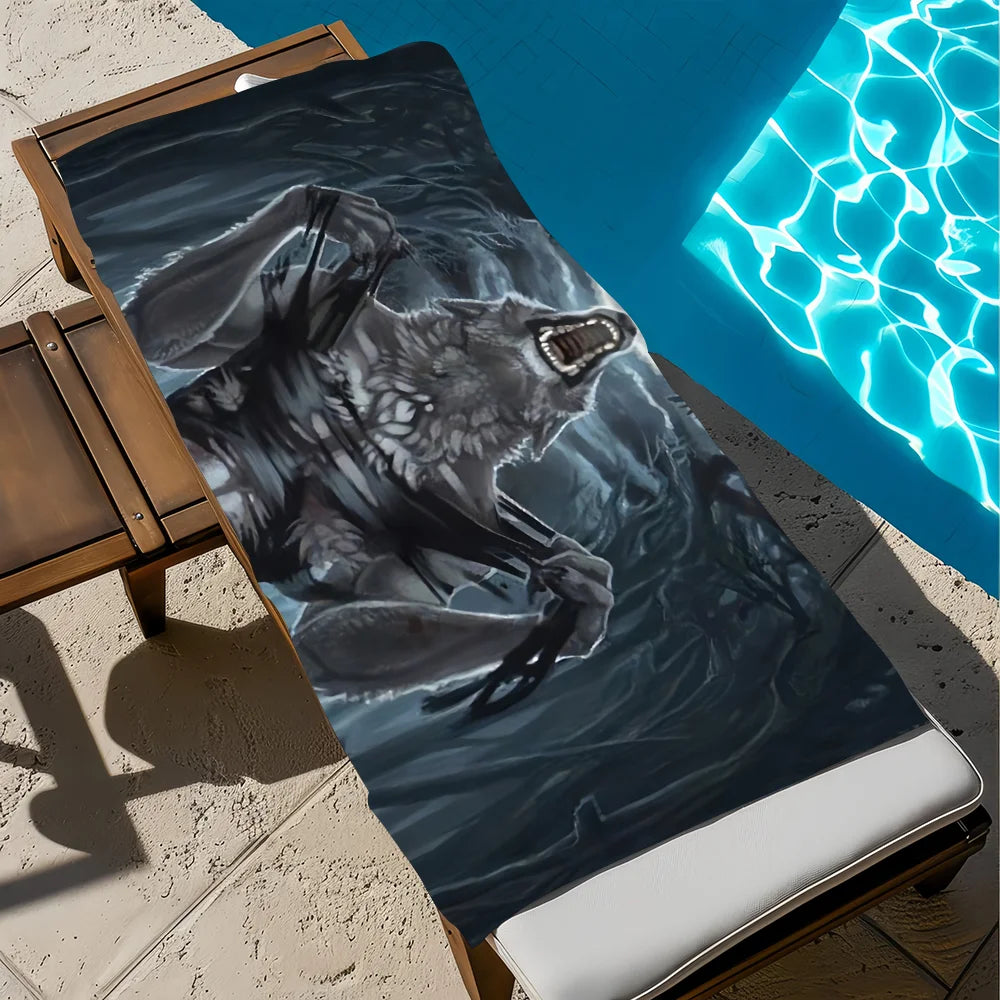 Wolfman Quick-Dry Beach Towel | Soft, Lightweight & Absorbent Quick-Dry Beach Towel Peaceful Pleasures Health and Wellness z3 STJ80x160CM