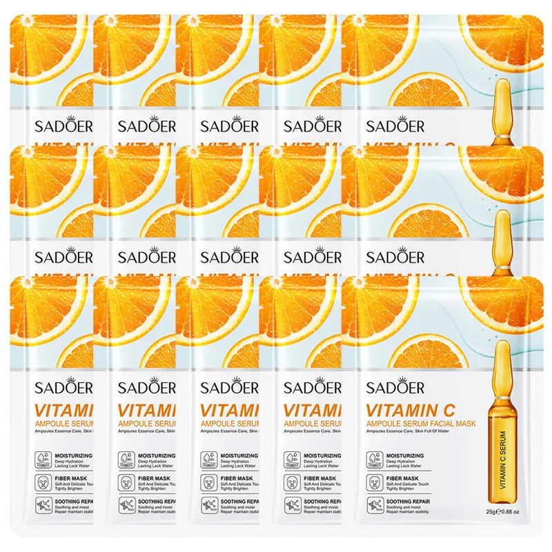 SADOER Vitamin C & Hyaluronic Acid Facial Mask 10-Pack