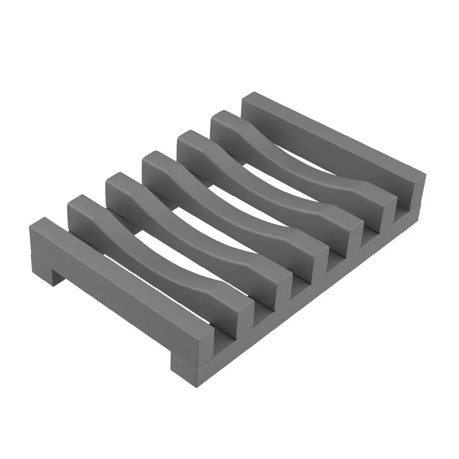 Flexible Silicone Soap Holder Hollow Design Bar Soap Dish Bathtub Kitchen Soap Saver Drainer Sponges Scrubber Display Peaceful Pleasures Health and Wellness GRAY