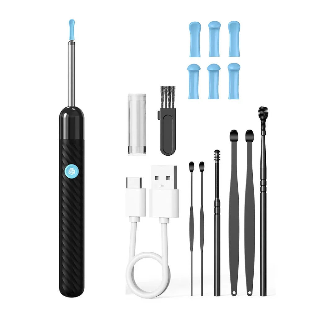 1Set Ear Cleaner with Camera HD Wireless Earwax Remover LED Lights Waterproof Otoscope Ear Wax Removal Kit for Ios Android Peaceful Pleasures Health and Wellness Type1