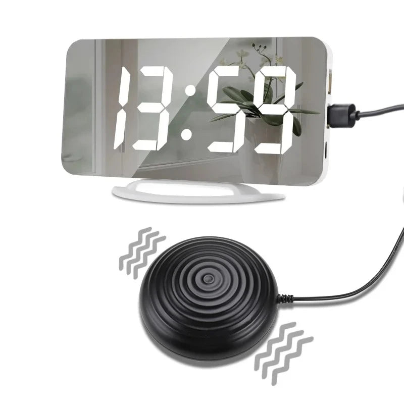 New LED Vibration Alarm Clock Mute Snooze Luminous Bedside Clock For Deaf And Hard Of Hearing Peaceful Pleasures Health and Wellness A