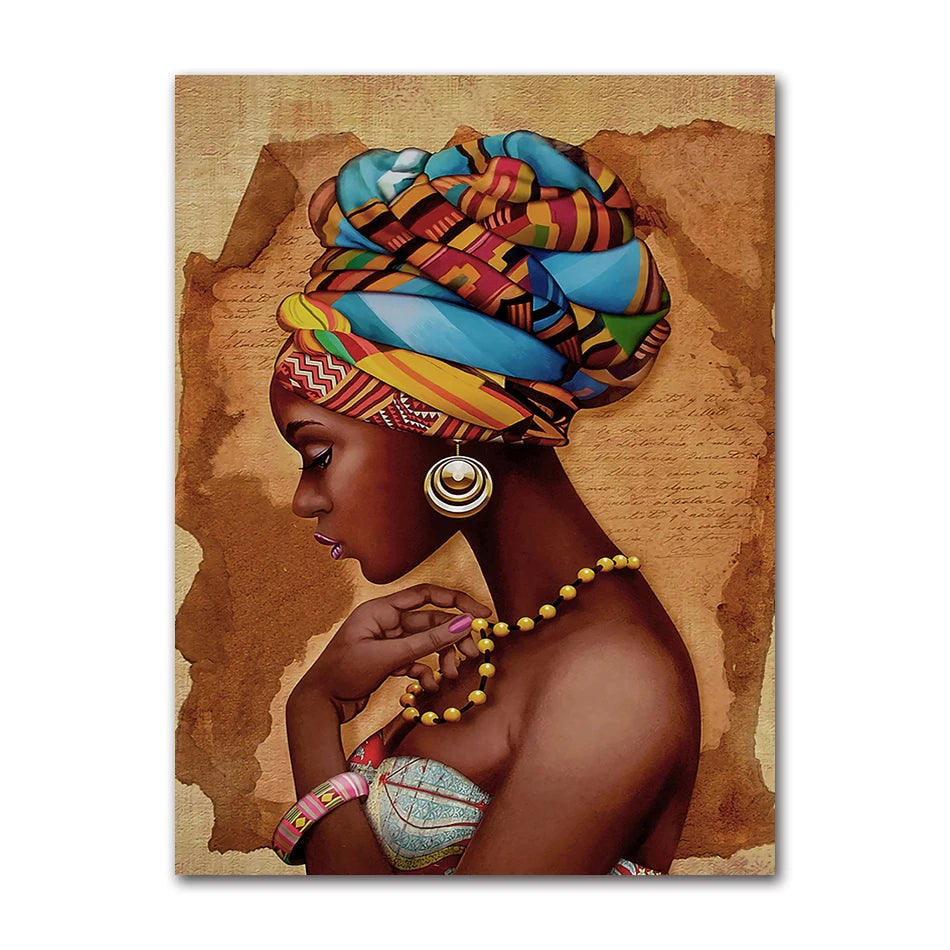African Beauty Girl Canvas Wall Art | Modern Scandinavian Poster