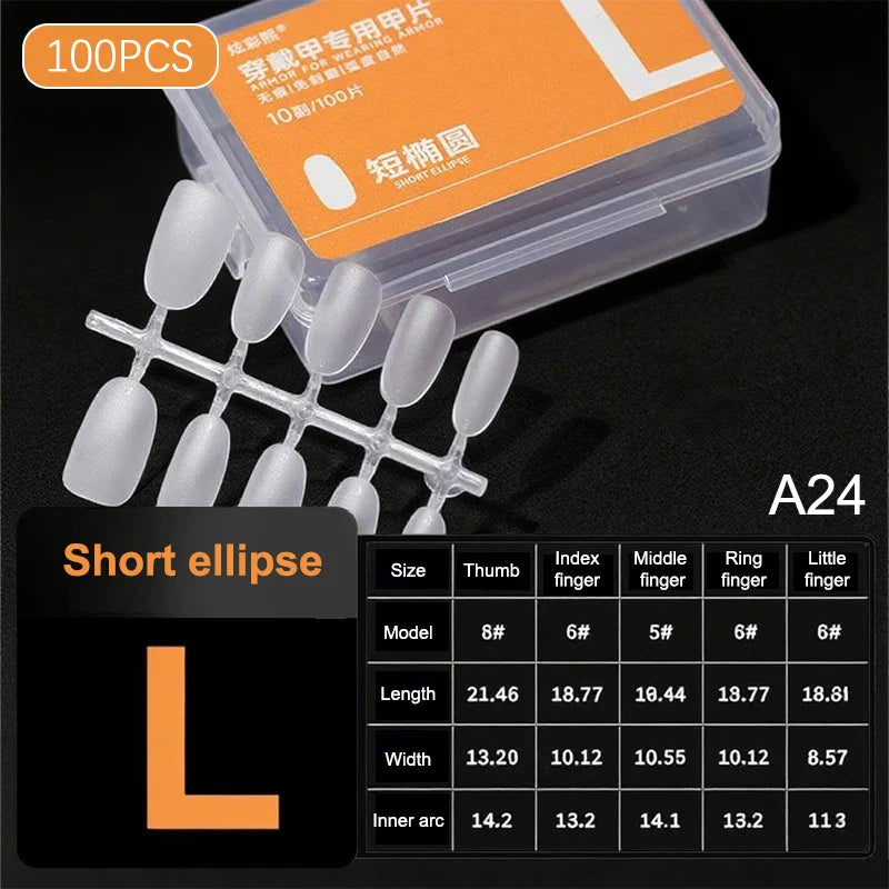 100pcs Clear Press-On Nail Tips – Full Cover Ultra-Thin False Nails