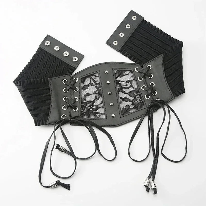 Retro Ladies's Elastic Lace Buckle Lace Corset Belts Goth Punk Dress Corset Black Belt For Women On Shirt Dress Girdle Corset Peaceful Pleasures Health and Wellness YD009