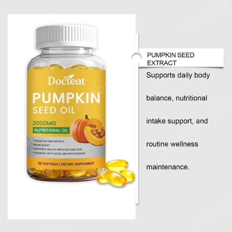 Pumpkin Seed Oil Softgels 2000mg – 60 Count | Plant-Based