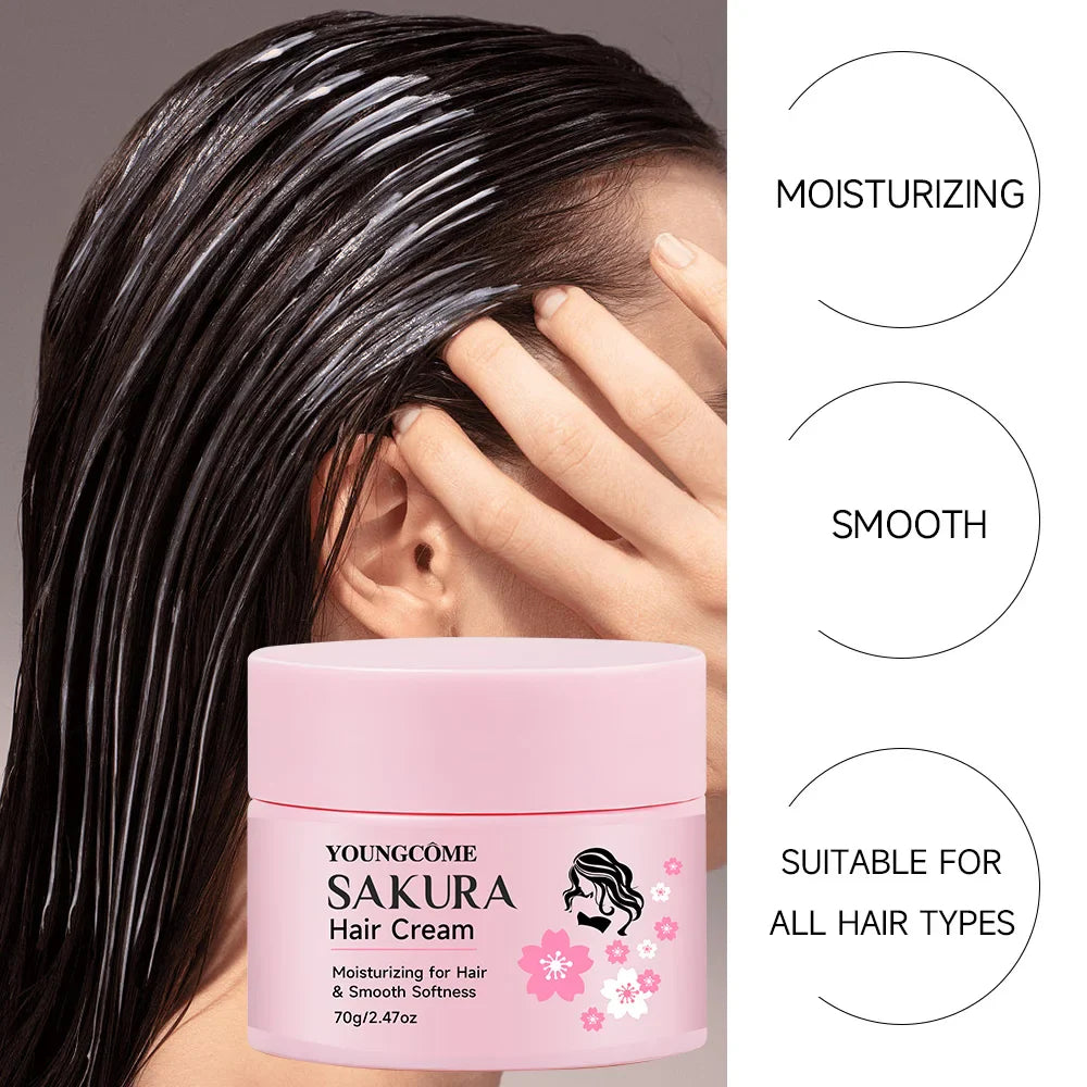 Sakura Hair Cream – Keratin & Argan Oil | Frizz Control & UV Care