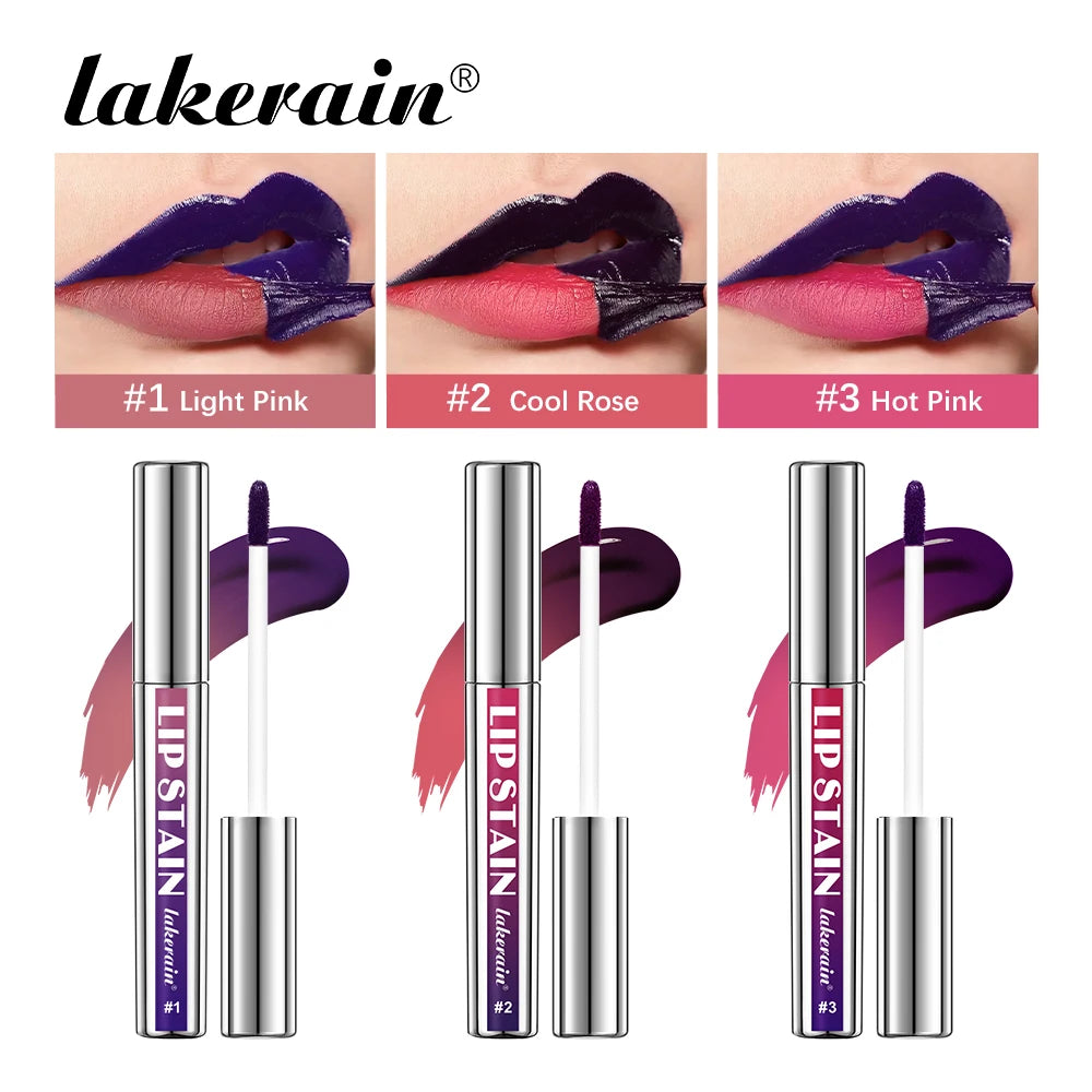 3Color Metallic Lip Stain Peel Off Long Lasting Waterproof Pink Lip Tint Proof Natural No Fading Lip Gloss Cosmetic Women's Gift Peaceful Pleasures Health and Wellness