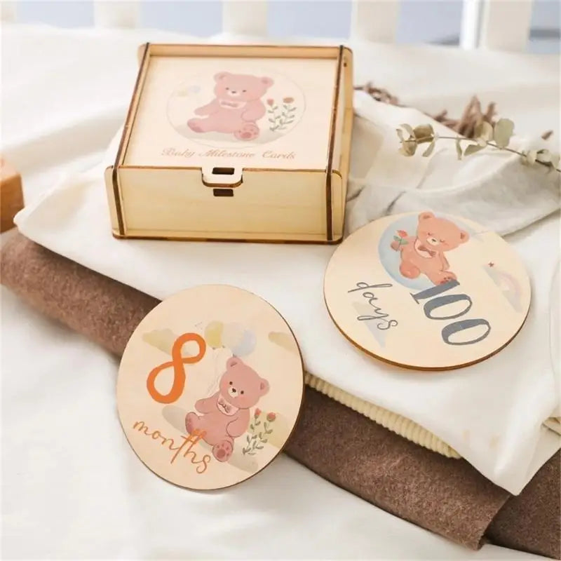 Bear Baby Milestone Cards | Newborn Growth Photo Card Set