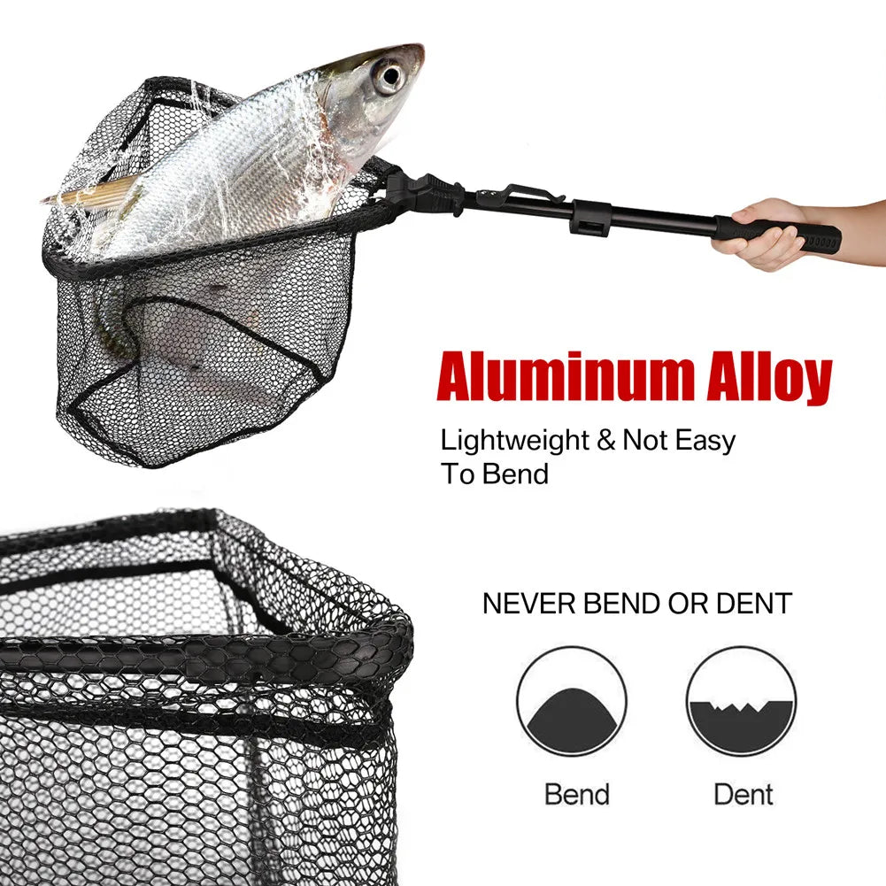 Retractable Fishing Landing Net with Telescoping Pole Foldable Handle for Kids Men Freshwater Saltwater Fly Fishing Carp Net Peaceful Pleasures Health and Wellness