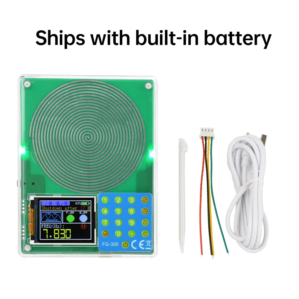 FG300 DDS Schumann Wave Generator 0.001Hz-200KHz Module Sine Square Triangle Sawtooth USB Type C 5V Signal Generator Peaceful Pleasures Health and Wellness With battery