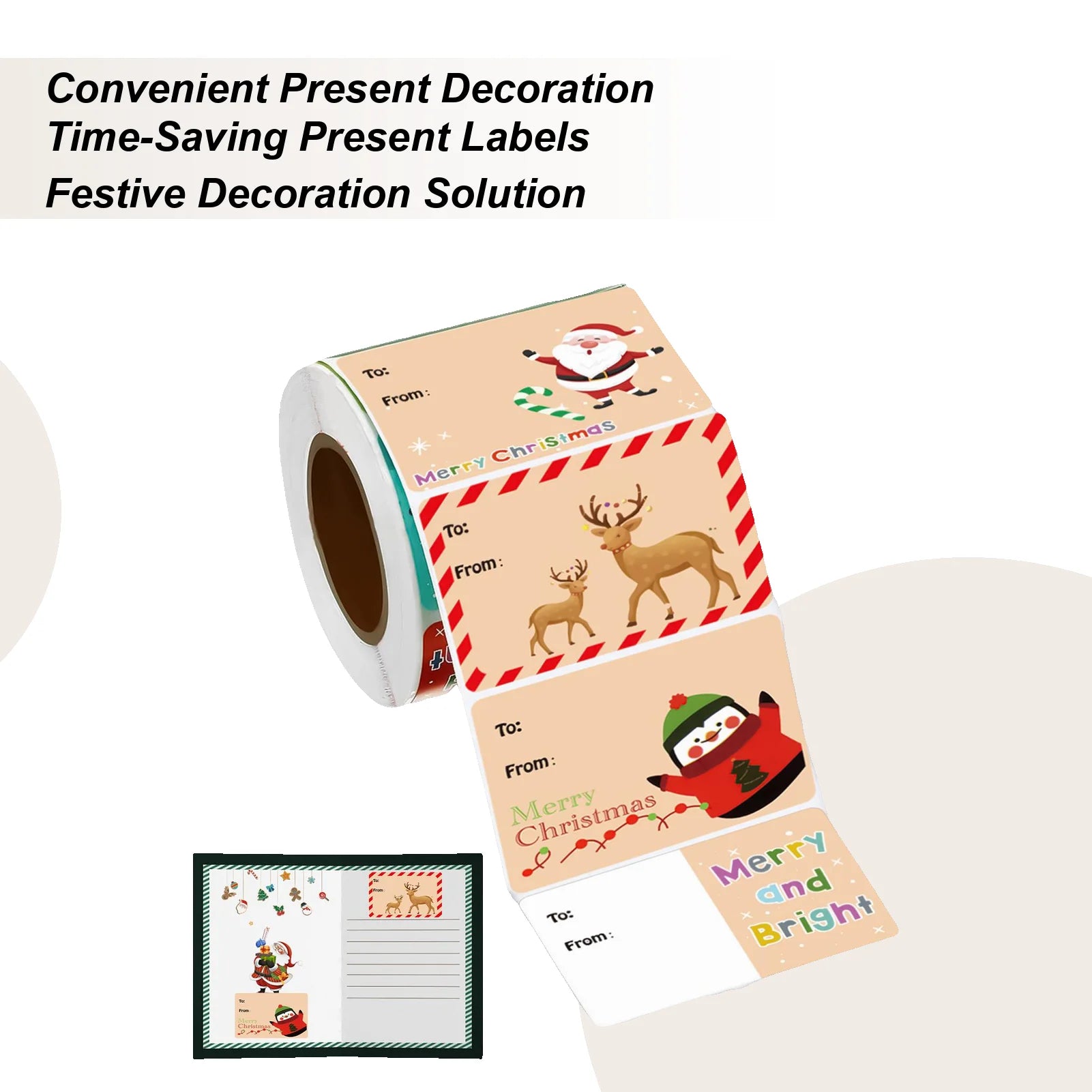 500-Piece Christmas Tag Stickers Roll – Holiday Labels & Seals Holiday Label Stickers Peaceful Pleasures Health and Wellness