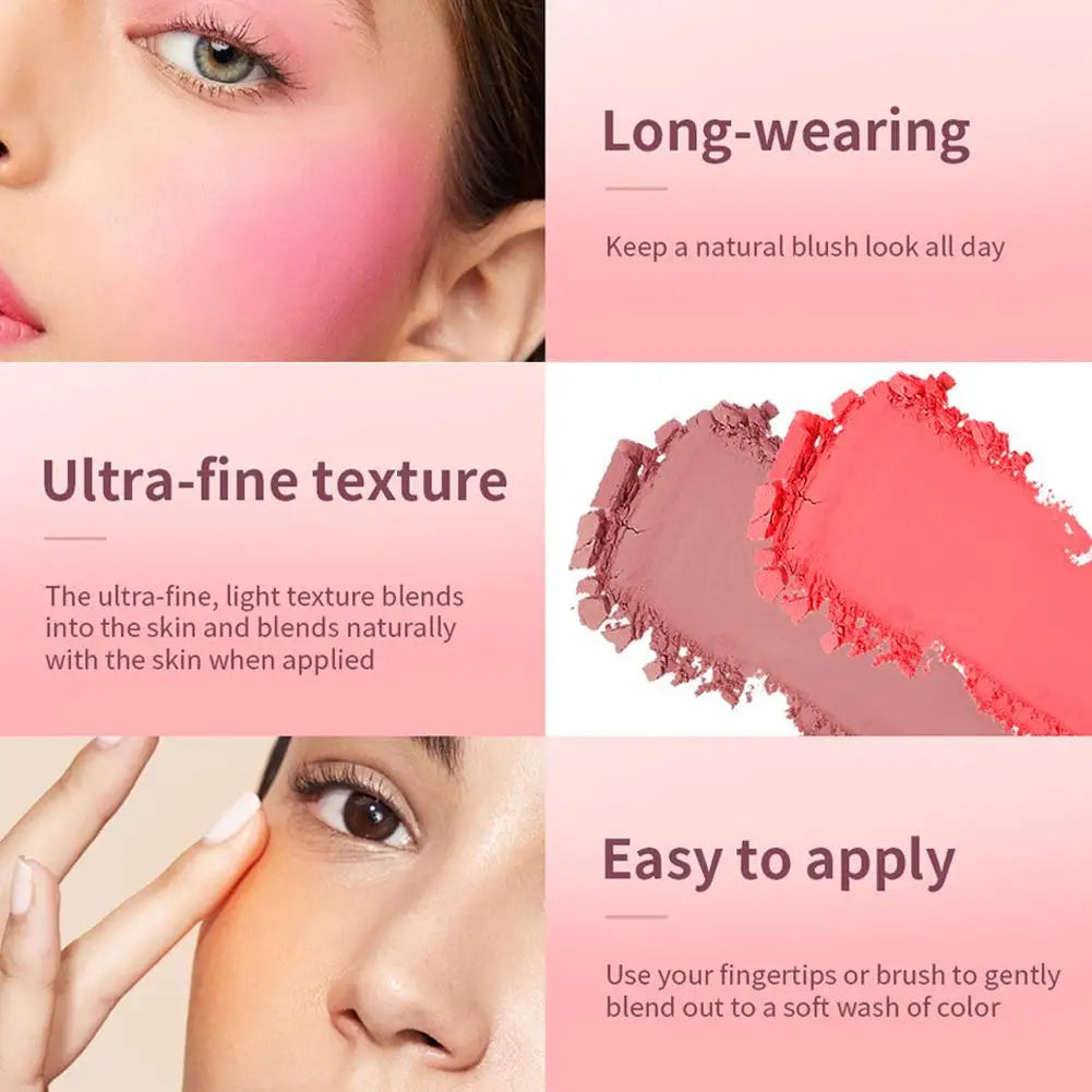 Matte Embossed Blush Palette – High-Pigment Pink & Coral Powder