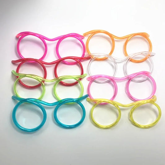 5PCS Funny Straw Glasses Soft PVC Glasses Flexible Drinking Straws Kids Party Supplies Bar Supplies Creativity Toy Kids Gift Peaceful Pleasures Health and Wellness