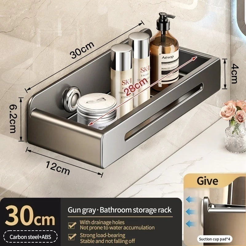No-Drill Suction Cup Bathroom Shelf & Shampoo Holder Rack