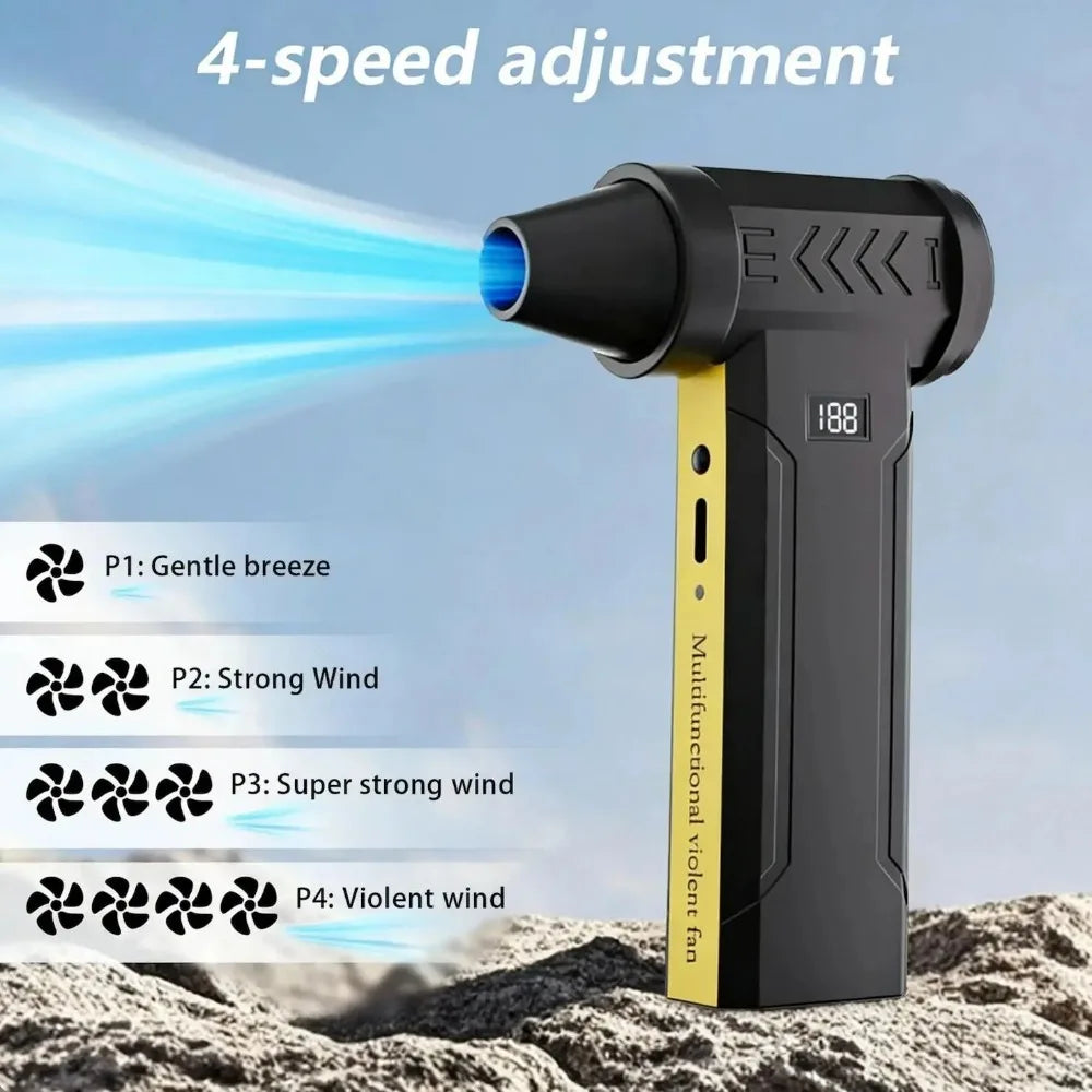New 160000RPM High-Speed Turbo Violent Fan Brushless Motor Handheld Duct Fan 60M/S Portable Type-C Charging For Indoor Outdoor Peaceful Pleasures Health and Wellness