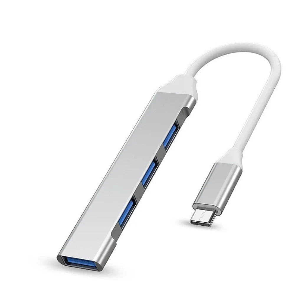 4 Port USB 3.0 Hub Multiport High Speed Type C Splitter OTG Stable USB&Type-c Adapter for PC Computer Accessories PC Peaceful Pleasures Health and Wellness Type-c Silver
