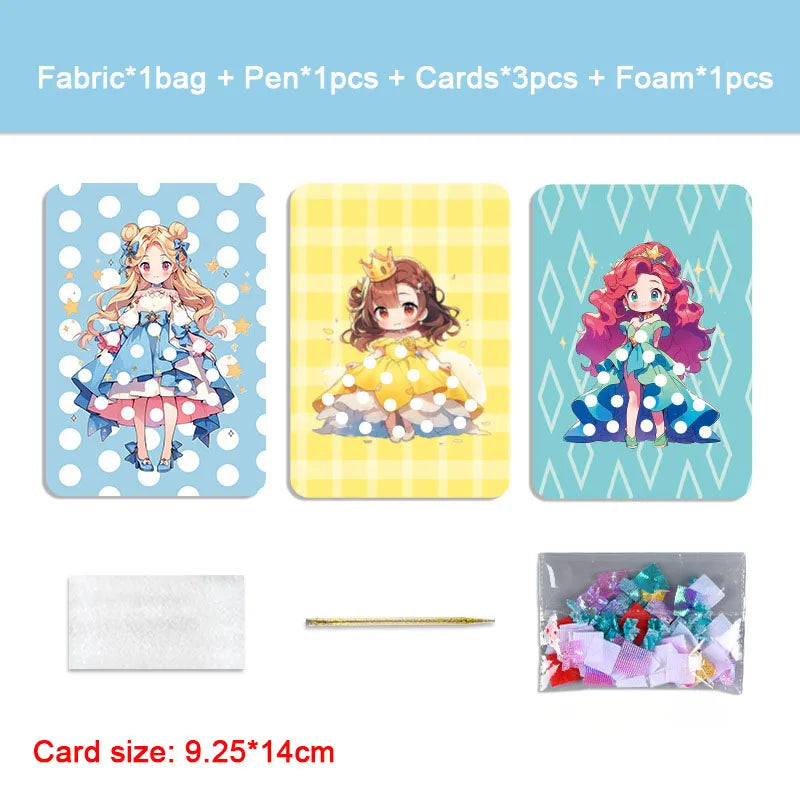 Creative Princess Puzzle Puncture Painting Board Pens Fabric Craft