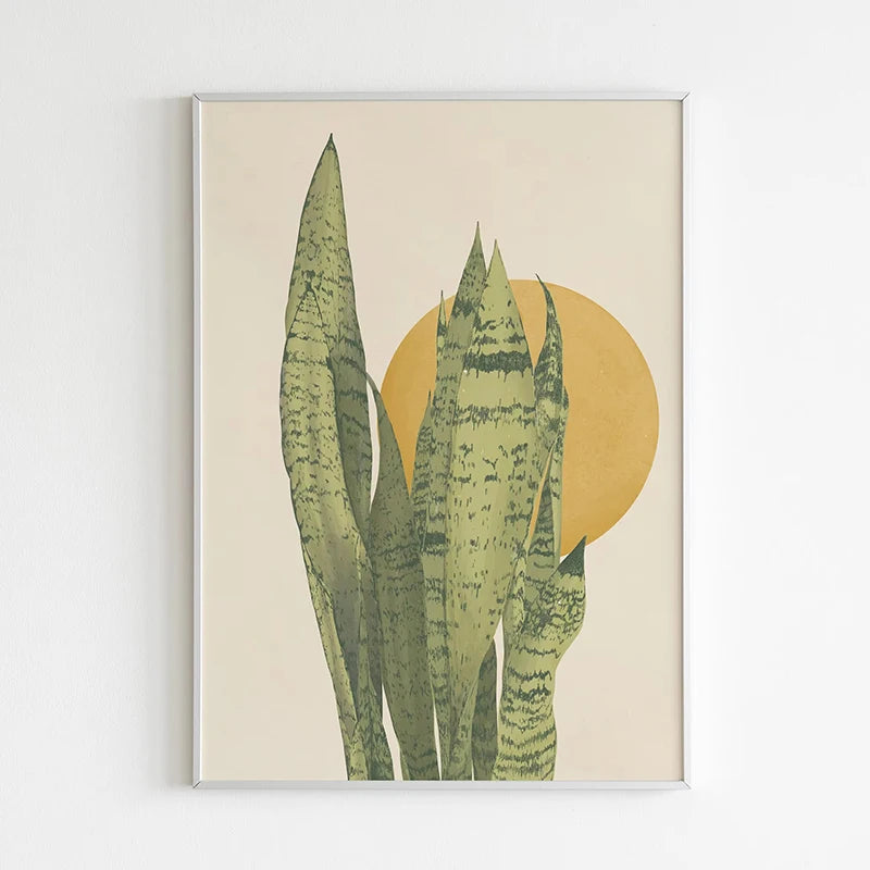 Tropical Boho Green Leaves Botanical Canvas Wall Art Print Botanical Canvas Print Peaceful Pleasures Health and Wellness ZLH8601 30x40cm Unframed