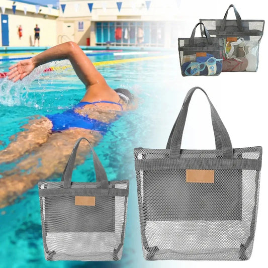Mesh Beach Tote Bag with Zipper | Quick Dry Shoulder Bag Mesh Beach Tote Bag Peaceful Pleasures Health and Wellness